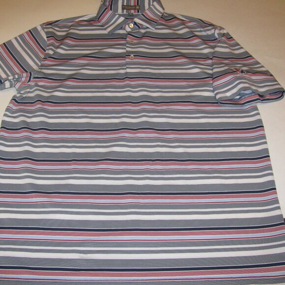 Peter Millar Summer Comfort Mens Medium Short Sleeve Golf Polo Striped - Picture 9 of 9